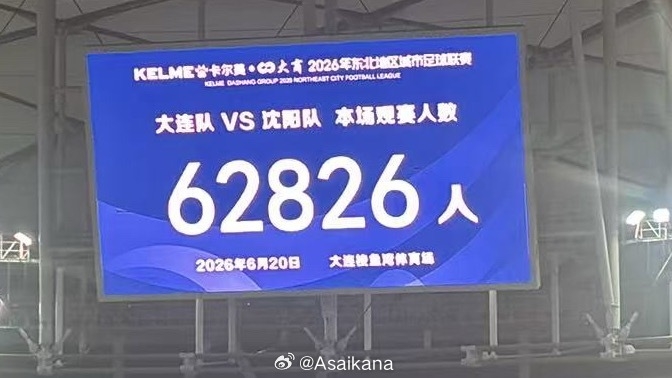 东北超大连德比62826人创纪录,1-1平沈阳