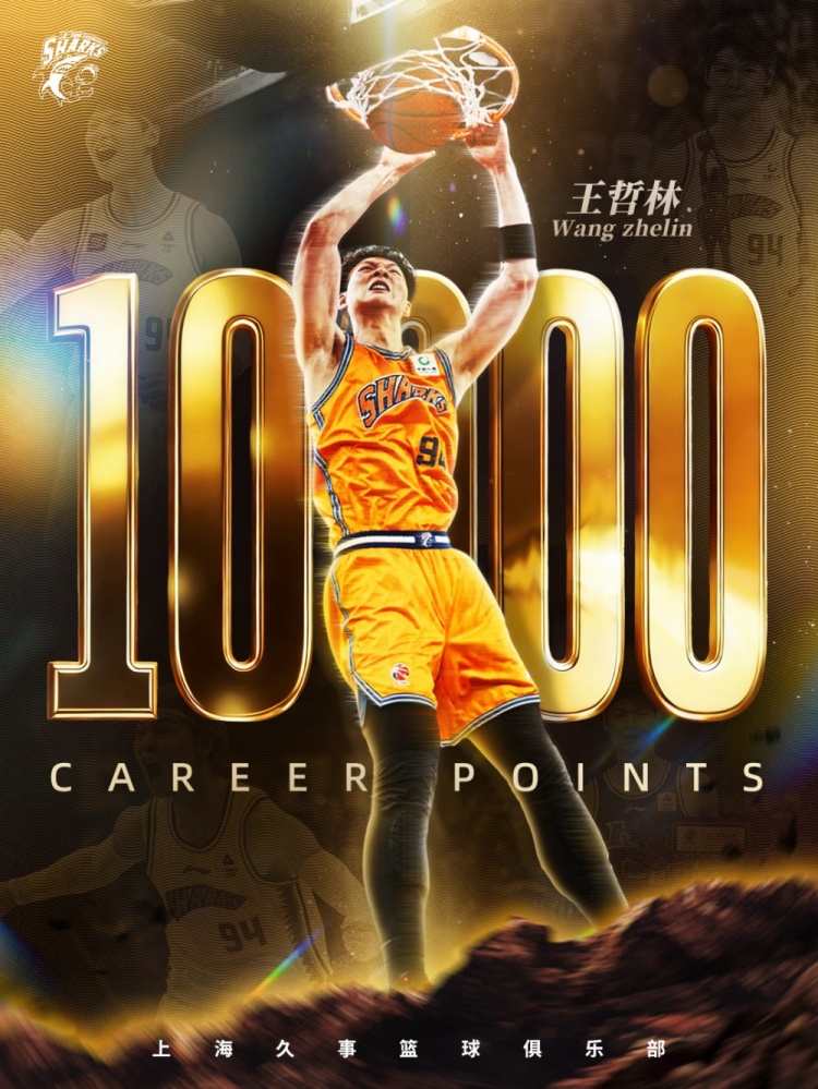 王哲林加冕CBA第6位万分先生 上海轻取广州 王哲林加冕CBA第6位万分先生 上海轻取广州